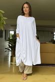 Made in Italy Cotton Jersey Hitch Cocoon Dress White /15 =